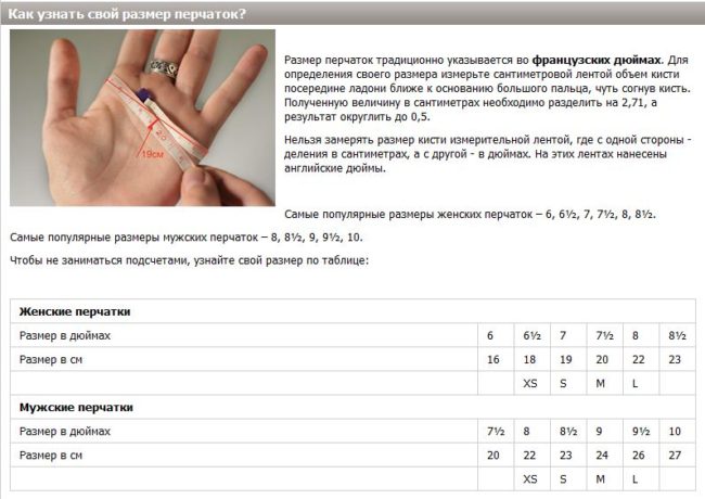 Як визначити розмір рукавичок