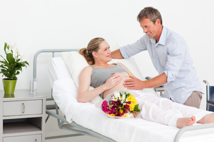 Adorable couple in a hospital room